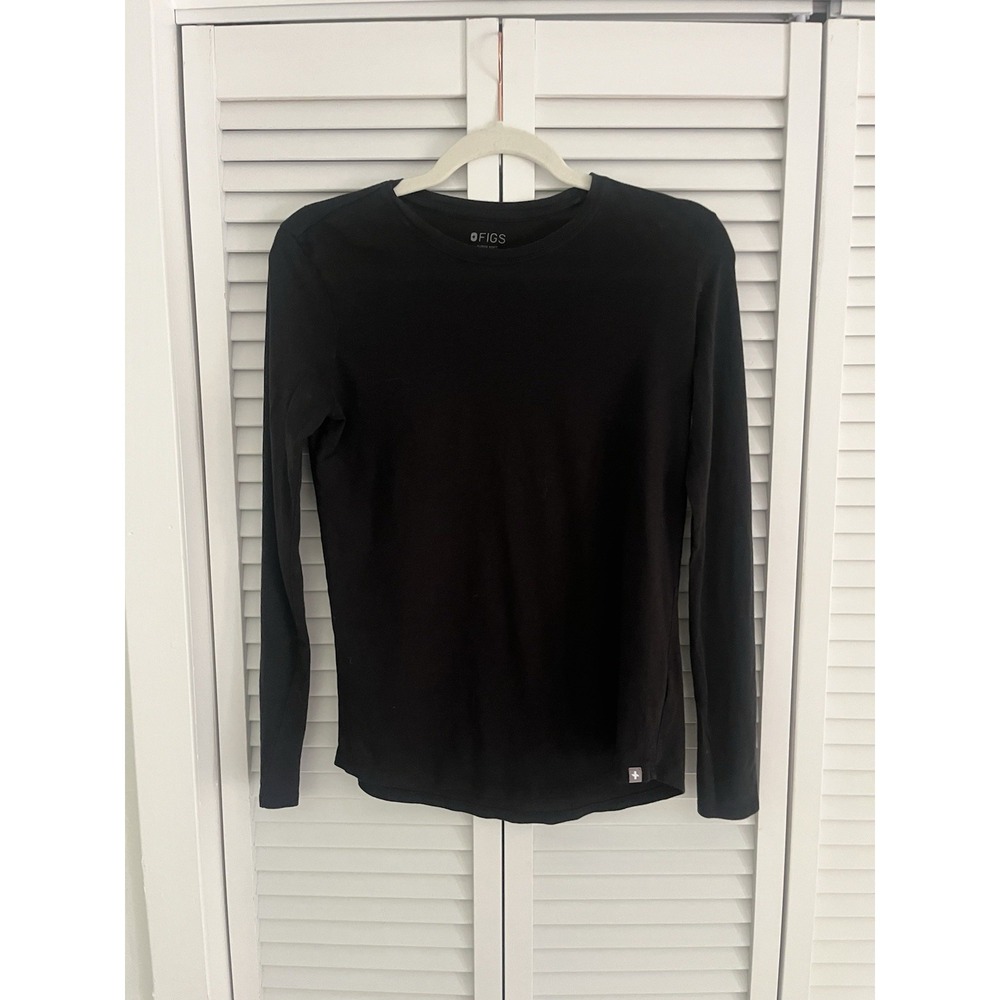 FIGS Black Long Sleeve T-Shirt Super Soft Pima Cotton Size Small Women